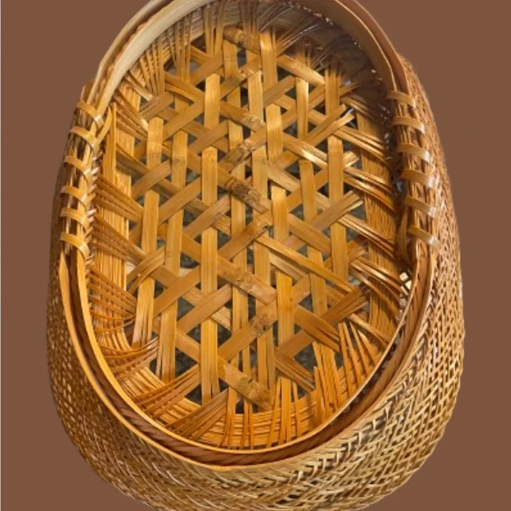 Vintage wicker basket‎ gathering garden tan woven retro farmhouse tan large